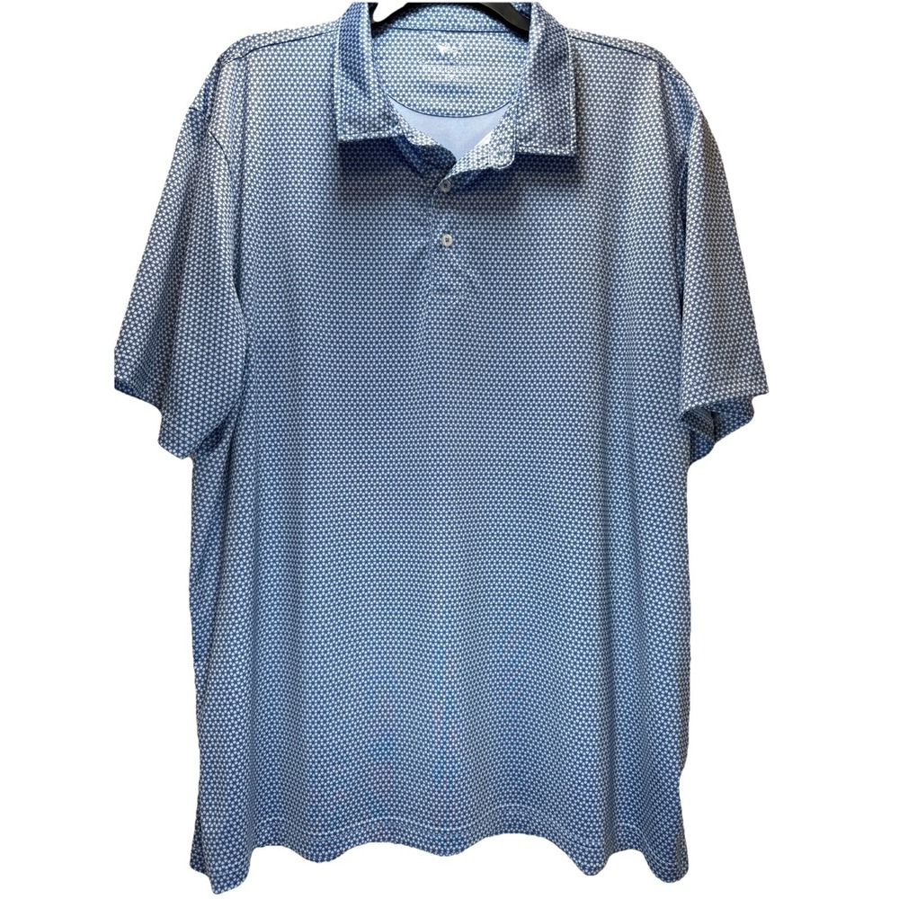 Greg Norman Men Blue Multi Golf Polo Shirt Play Dry XXL 2X